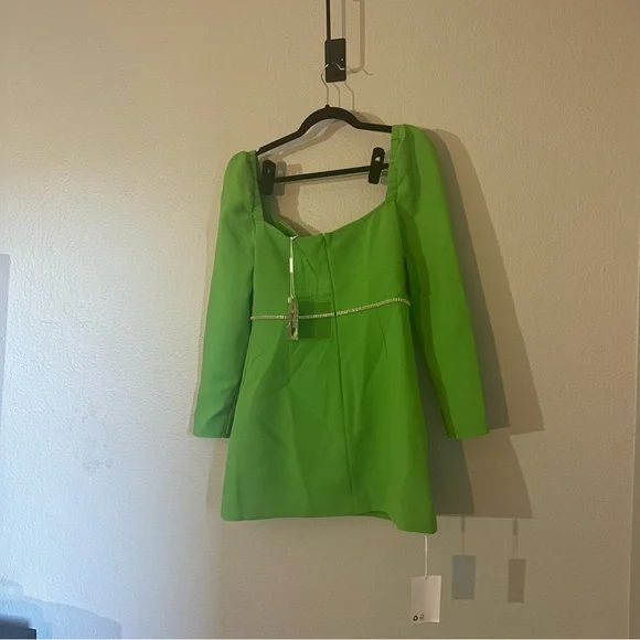 NWT Self Portrait Green Crepe Mini Dress US 8